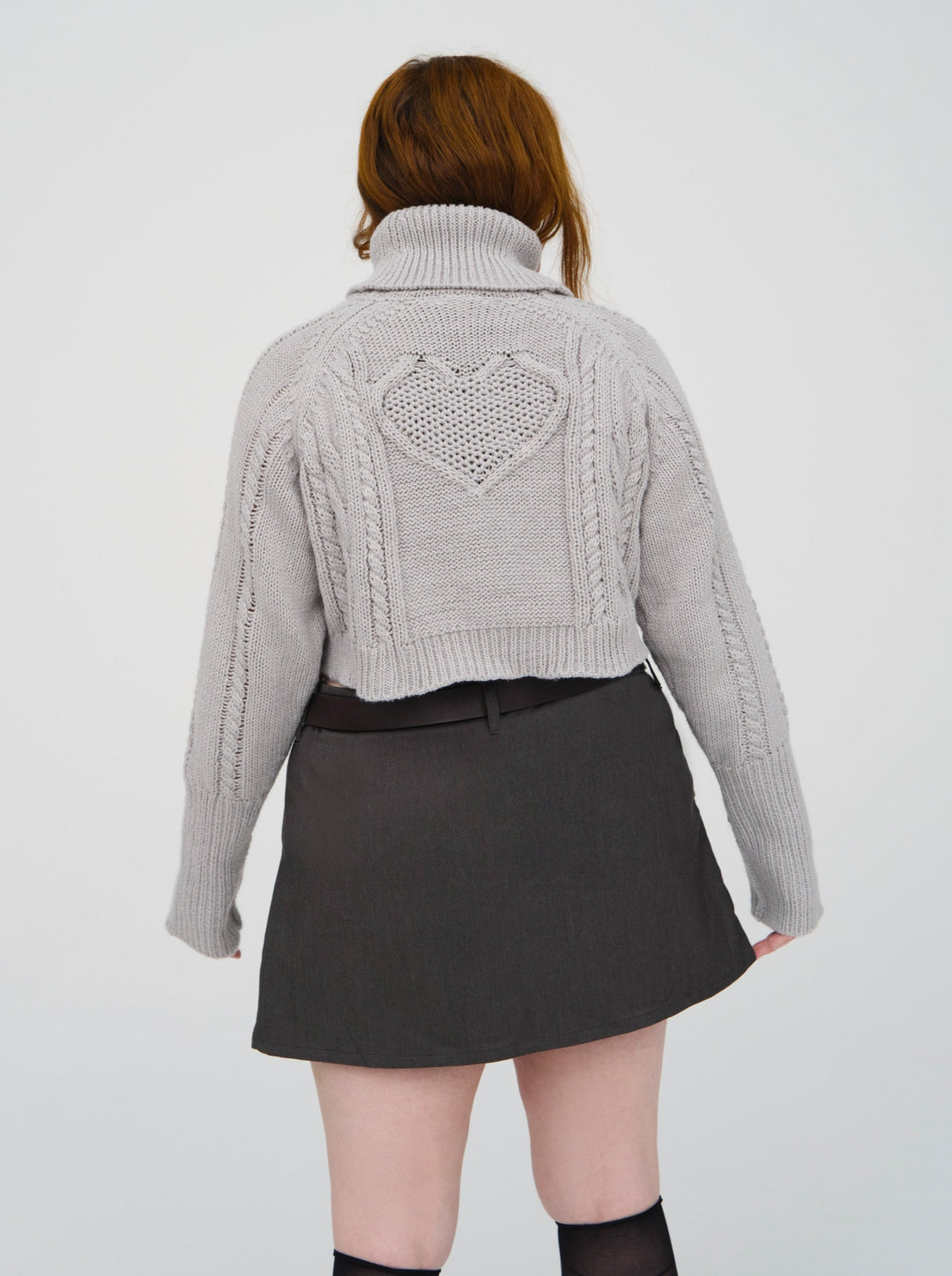 For Love and Lemons - Vera Cropped Cut Out Sweater - Grey