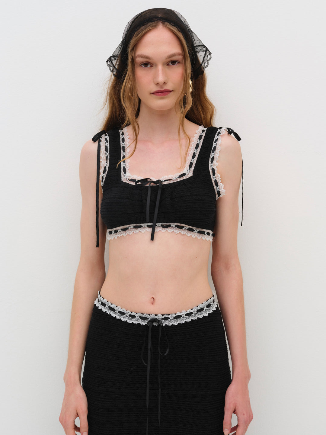 For Love and Lemons - Mayfair Crochet Crop Top - Black
