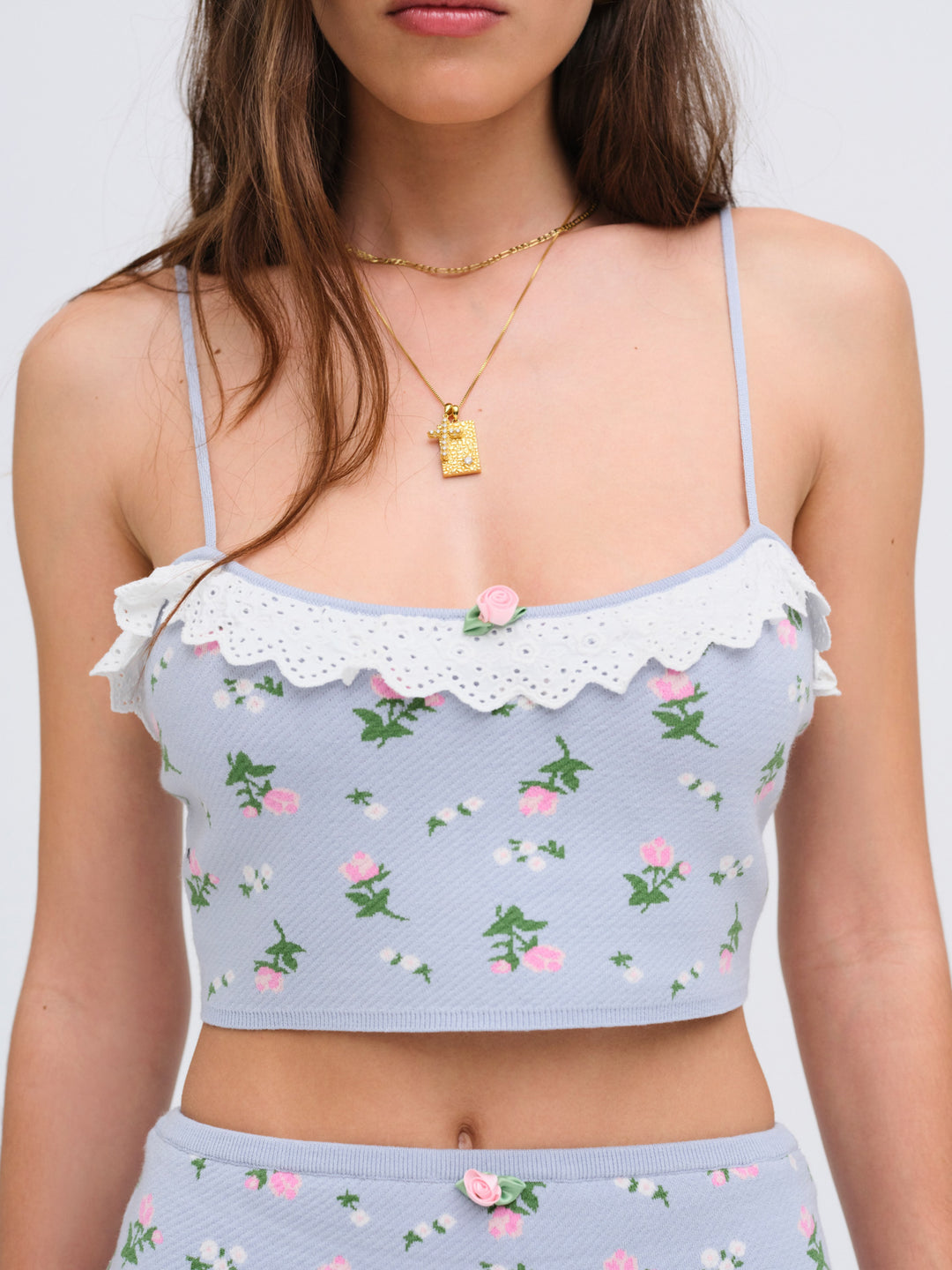 For Love and Lemons - Amalia Knit Crop Top - Blue