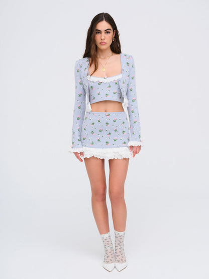 For Love and Lemons - Amalia Knit Crop Top - Blue