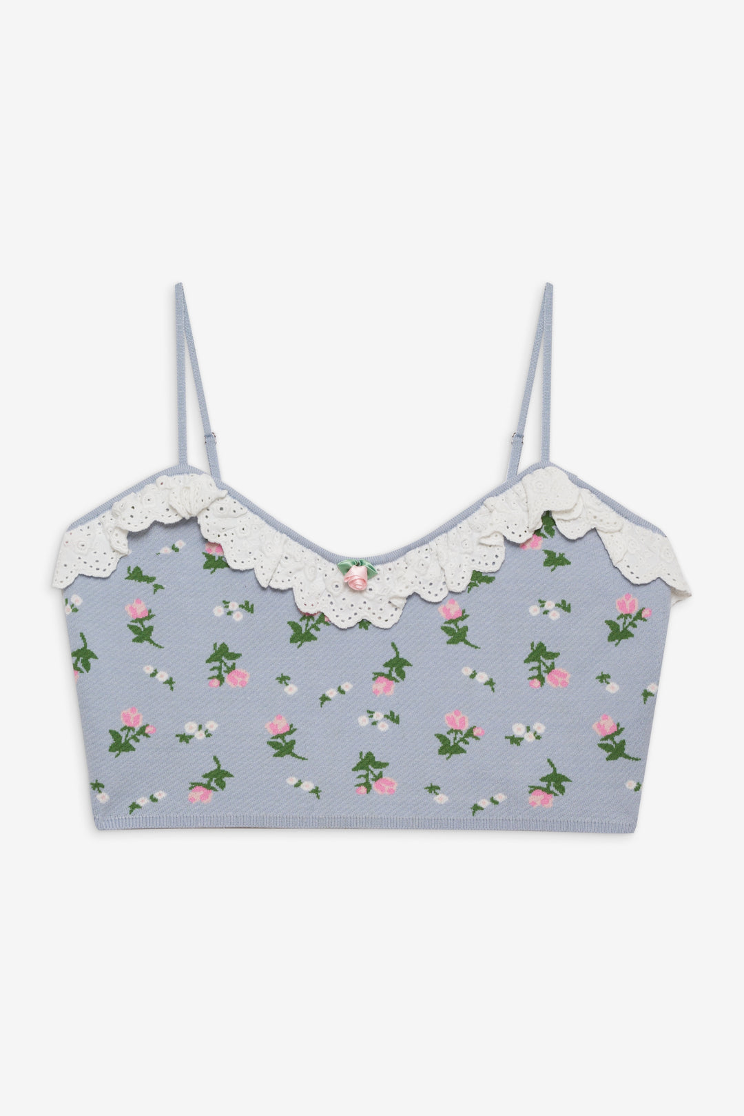 For Love and Lemons - Amalia Knit Crop Top - Blue
