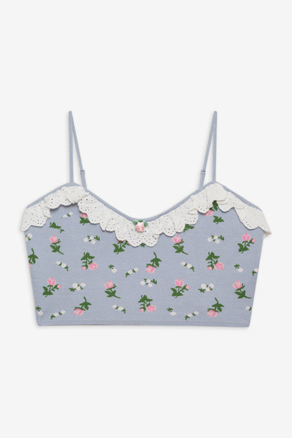 For Love and Lemons - Amalia Knit Crop Top - Blue