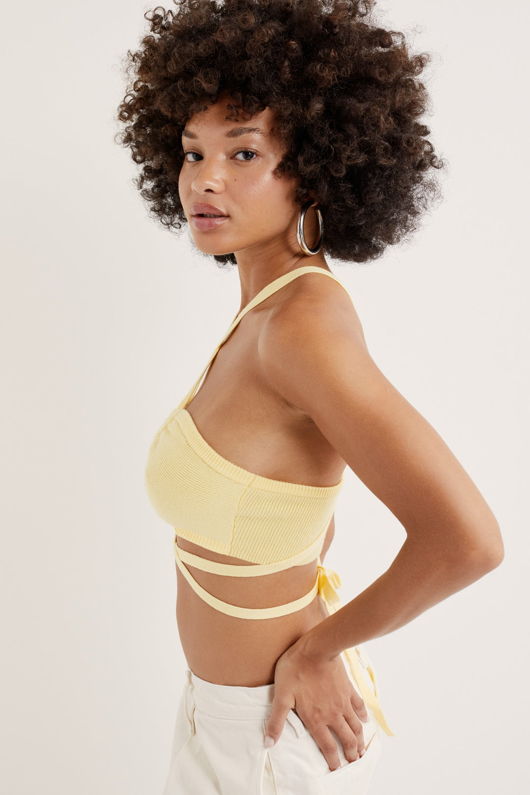 For Love and Lemons - Jourdin Tie Crop Top - Yellow