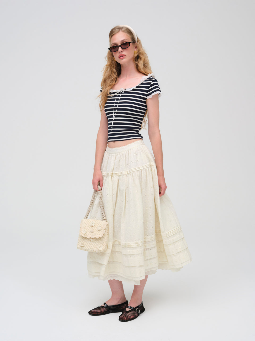 For Love and Lemons - Suzette Stripe Top - Black