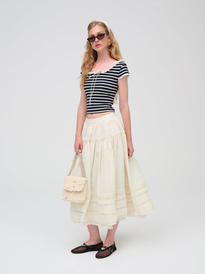 For Love and Lemons - Suzette Stripe Top - Black