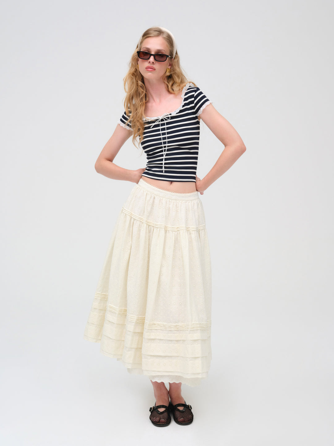 For Love and Lemons - Suzette Stripe Top - Black