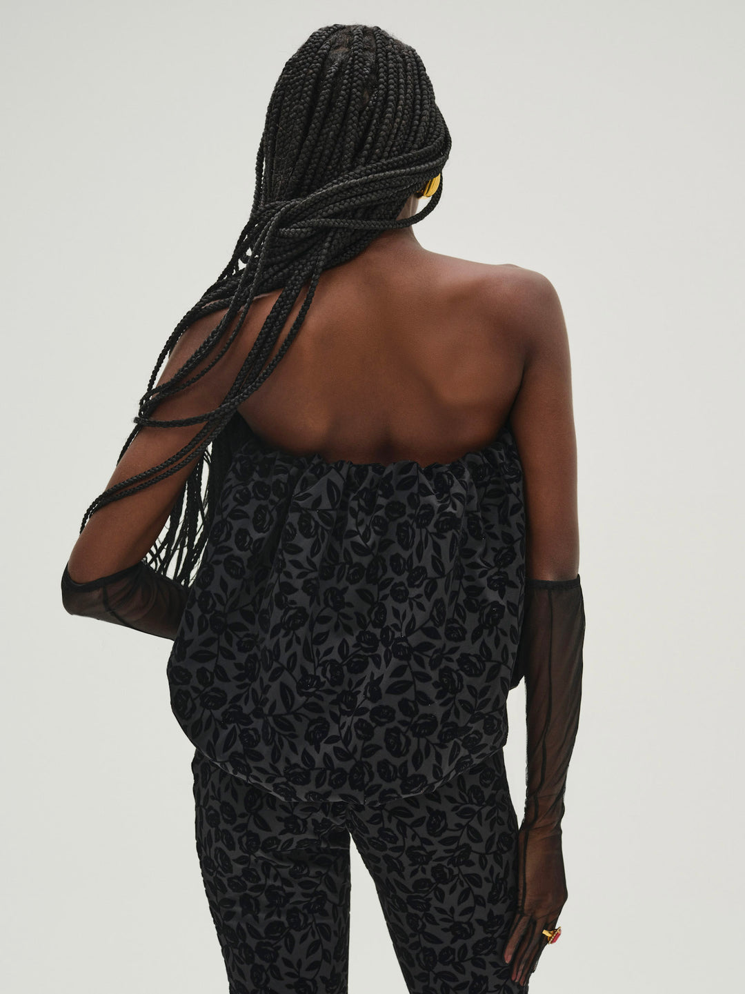 For Love and Lemons - Midnight Velvet Bubble Top - Black