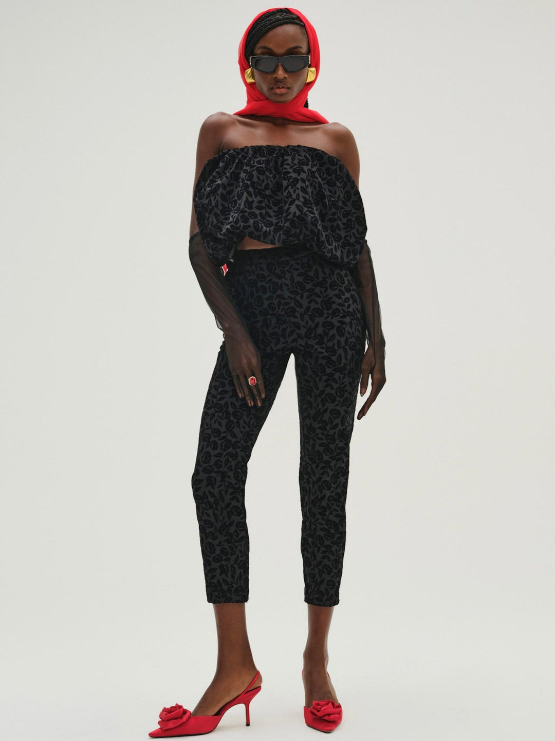 For Love and Lemons - Midnight Velvet Bubble Top - Black