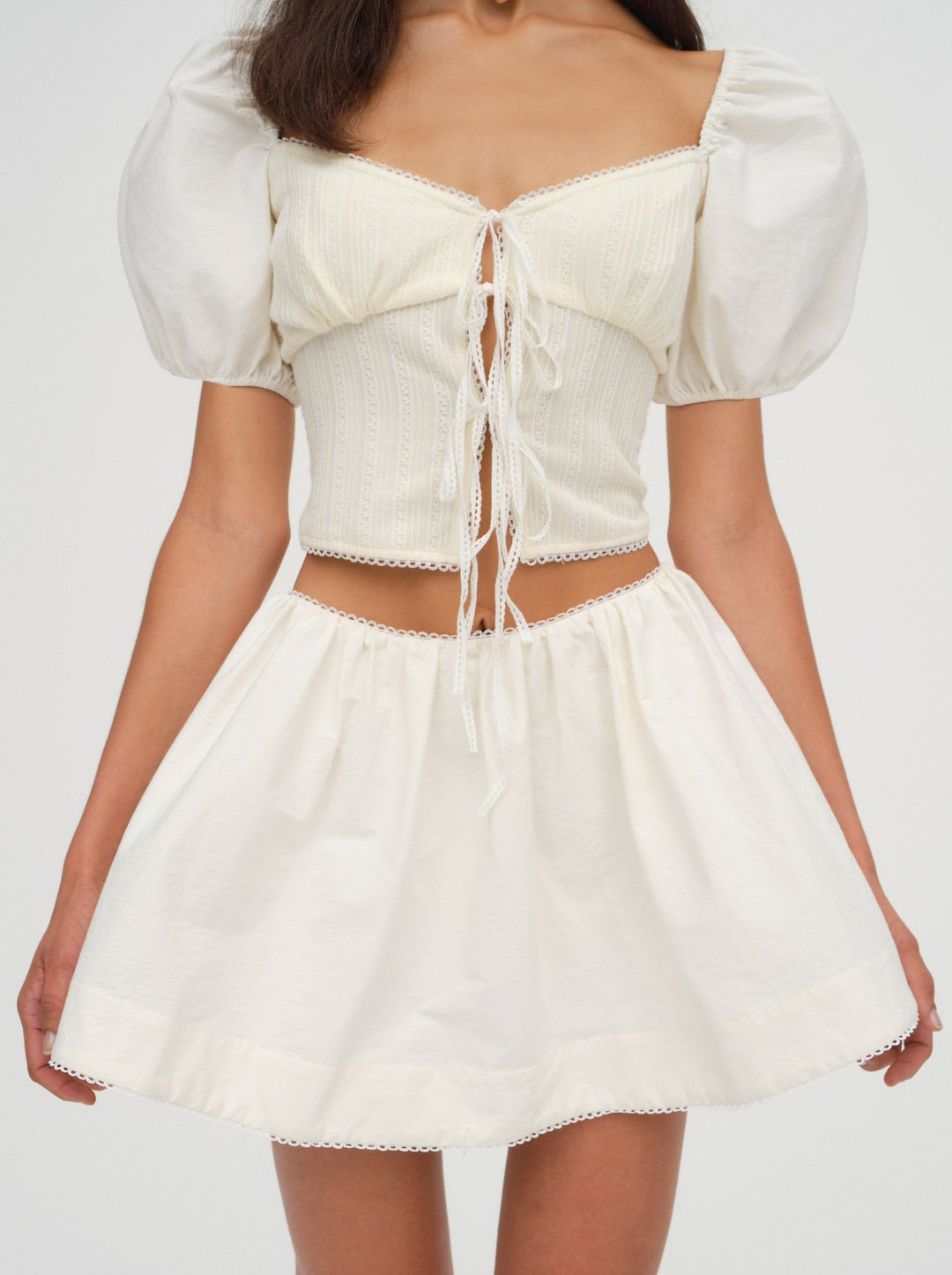For Love and Lemons - Billie Pointelle Top - Cream