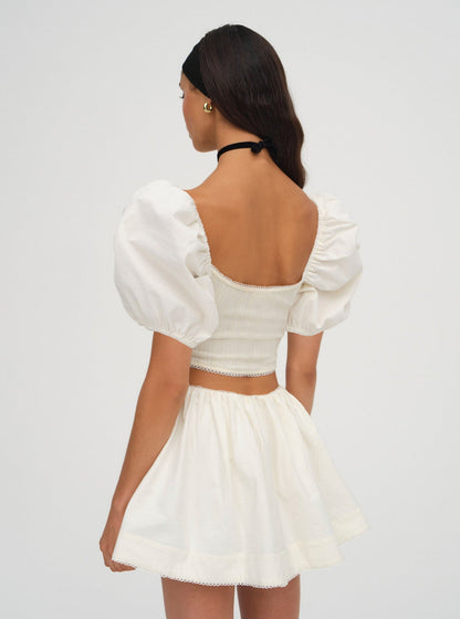 For Love and Lemons - Billie Pointelle Top - Cream