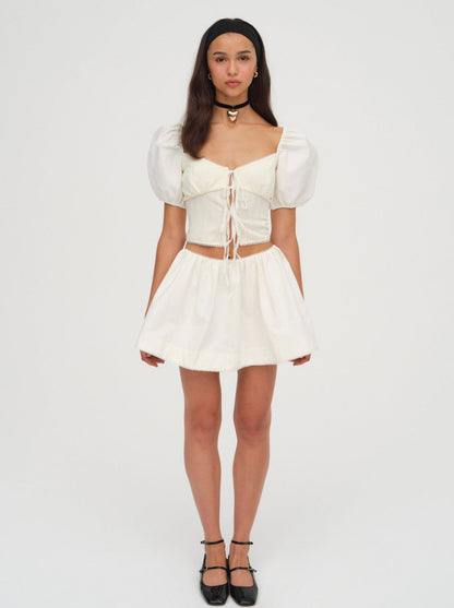 For Love and Lemons - Billie Pointelle Top - Cream