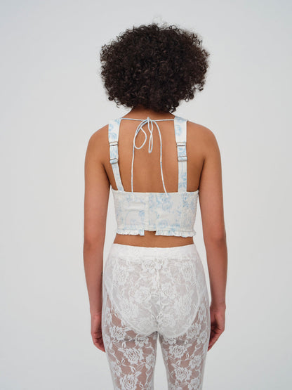 For Love and Lemons - Chantal Denim Corset Top - Blue