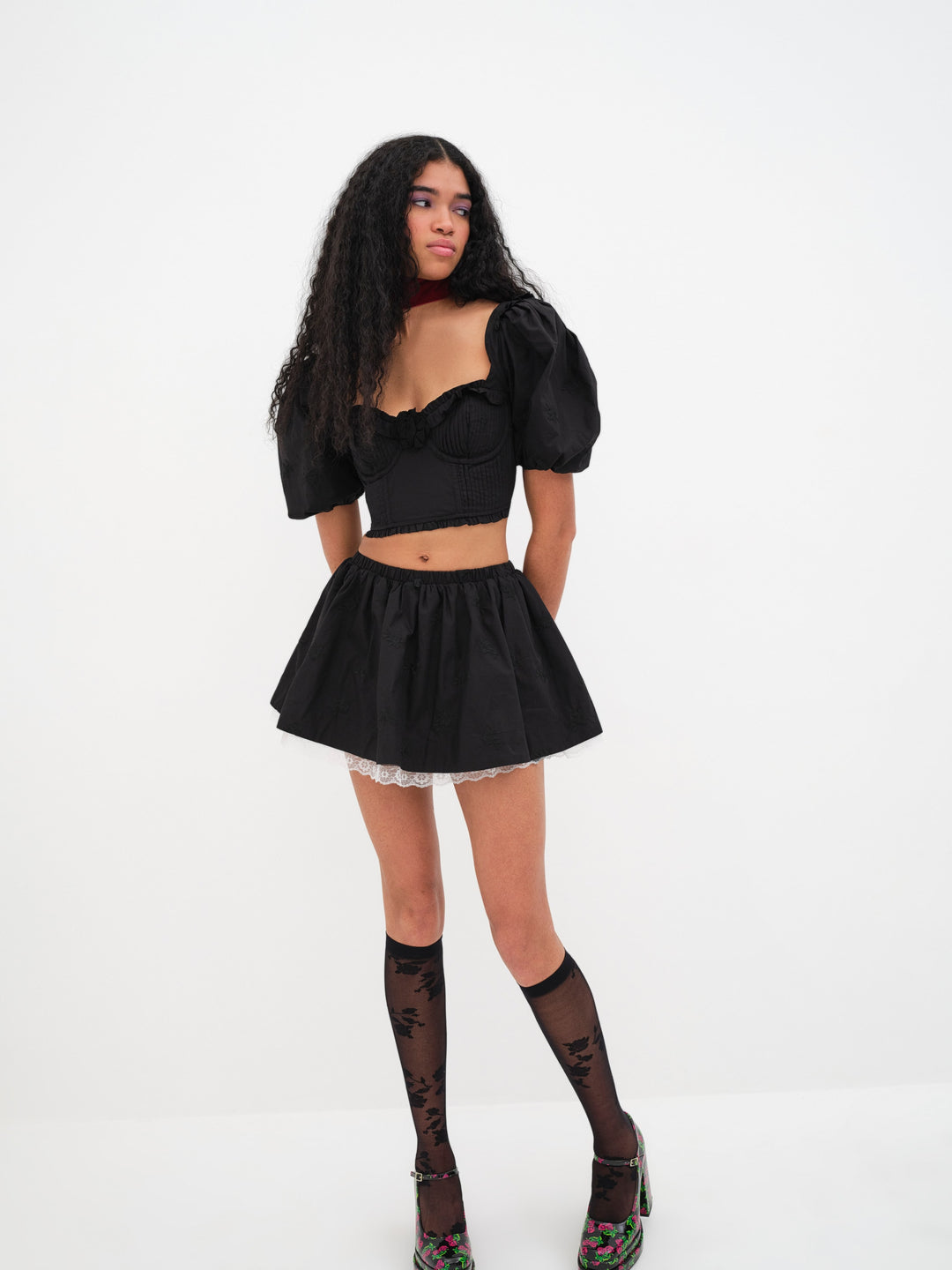 For Love and Lemons - Maye Crop Top - Black