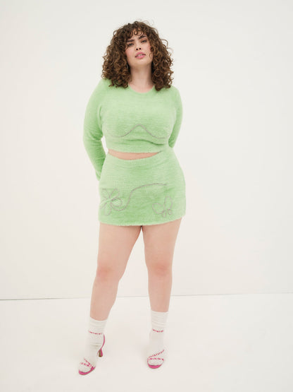 For Love and Lemons - Reid Crop Sweater - Green