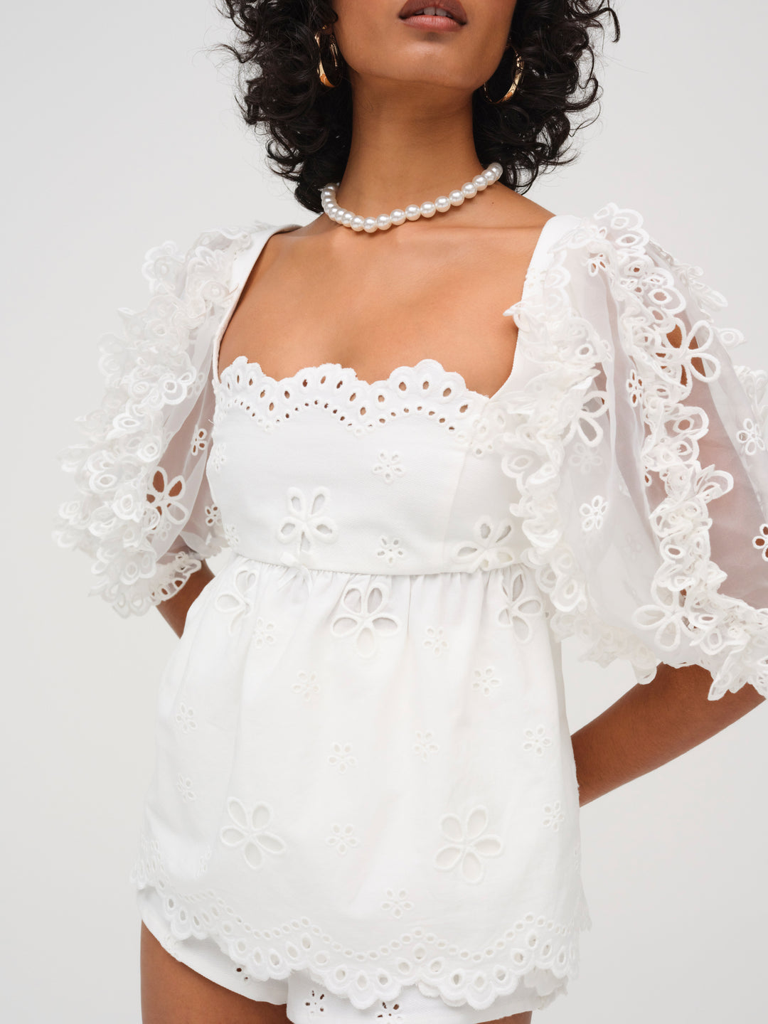 For Love and Lemons - Daisy Eyelet Top - White