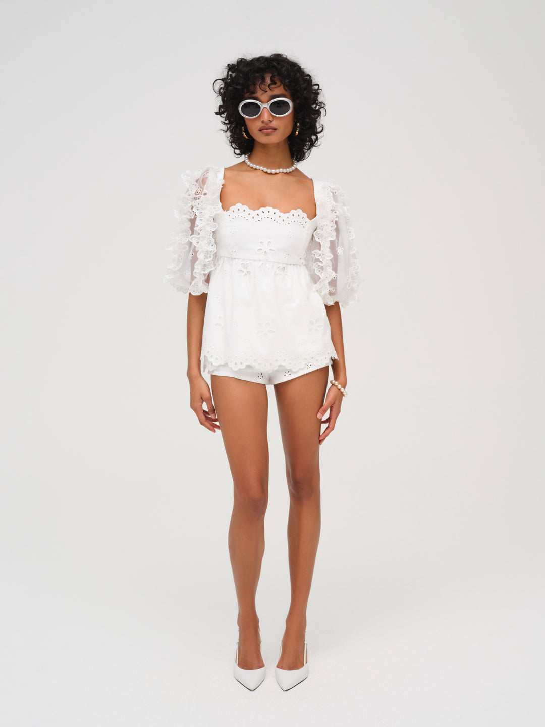 For Love and Lemons - Daisy Eyelet Top - White