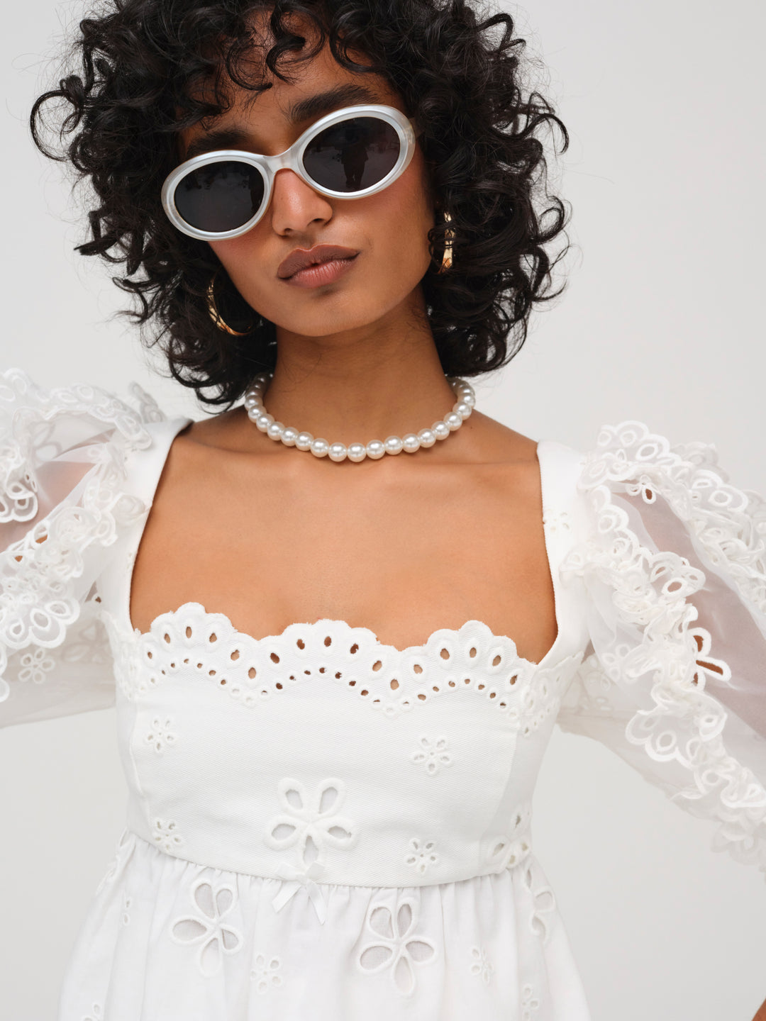 For Love and Lemons - Daisy Eyelet Top - White