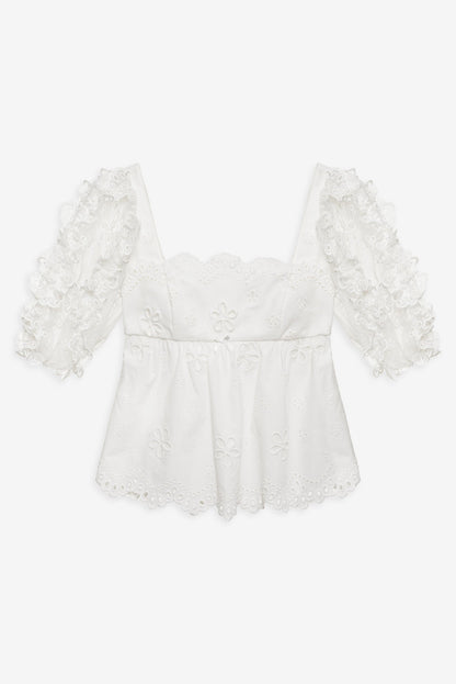 For Love and Lemons - Daisy Eyelet Top - White