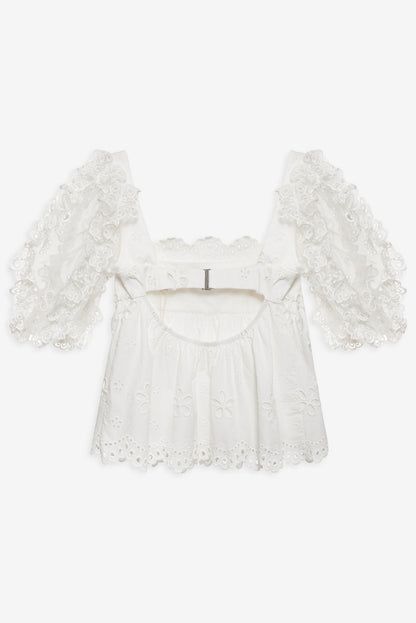 For Love and Lemons - Daisy Eyelet Top - White