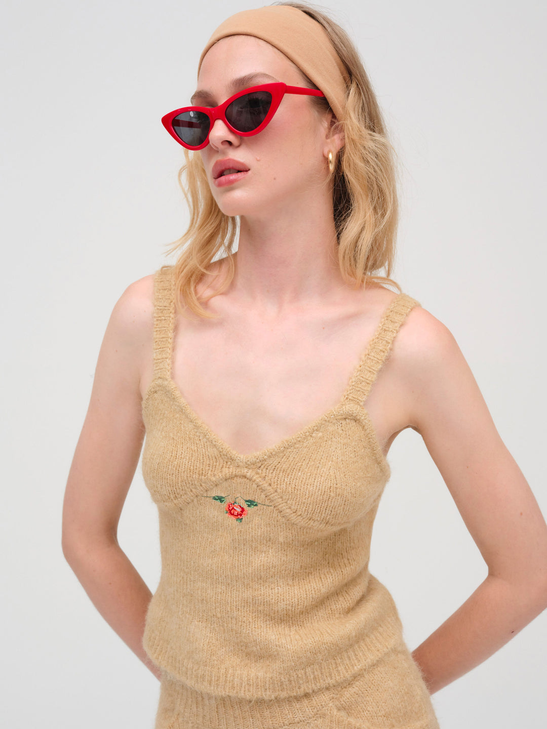 For Love and Lemons - Grans Beaded Knit Tank - Tan