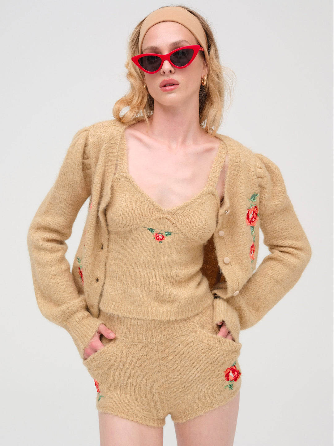 For Love and Lemons - Grans Beaded Knit Tank - Tan