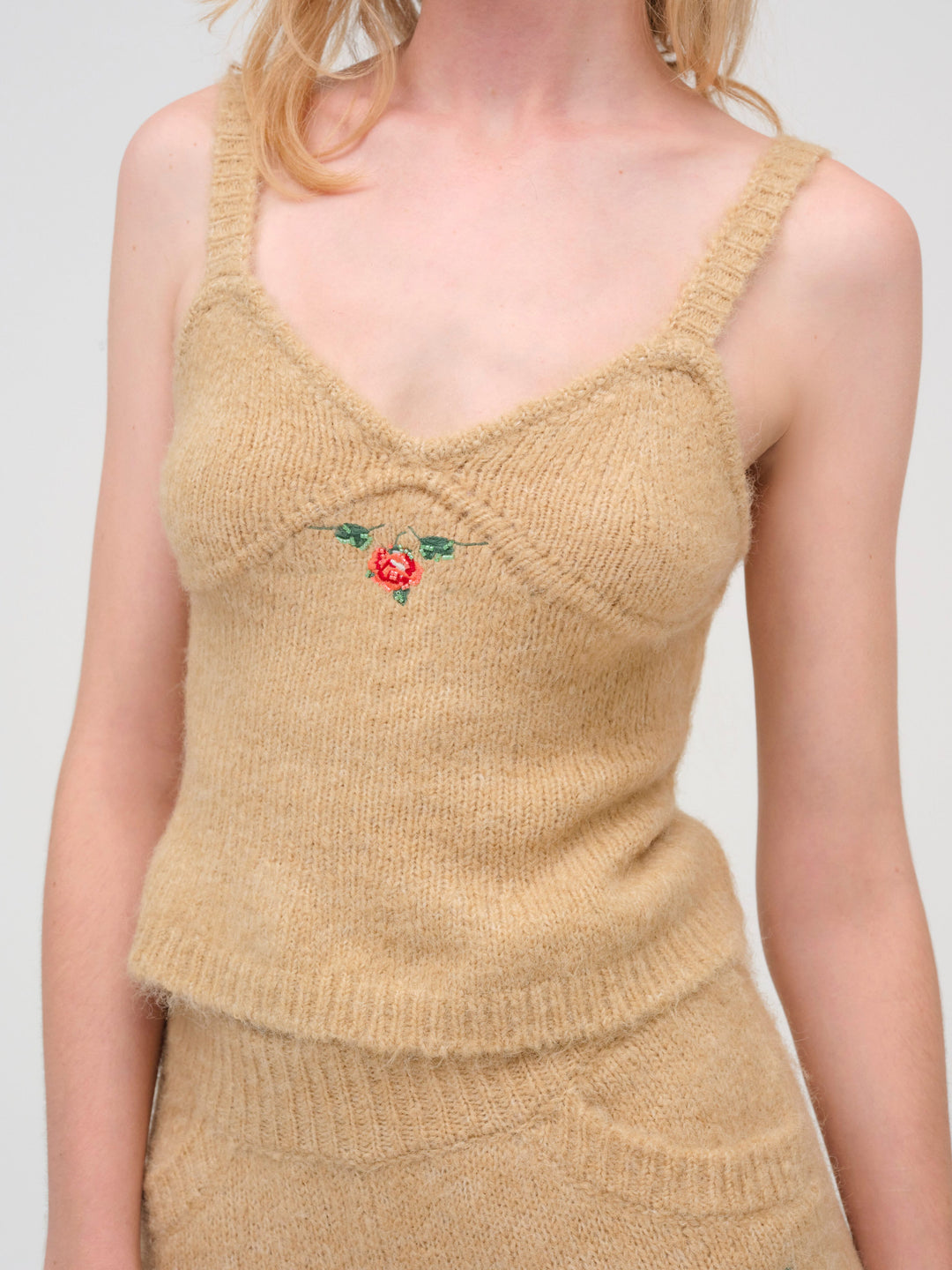 For Love and Lemons - Grans Beaded Knit Tank - Tan