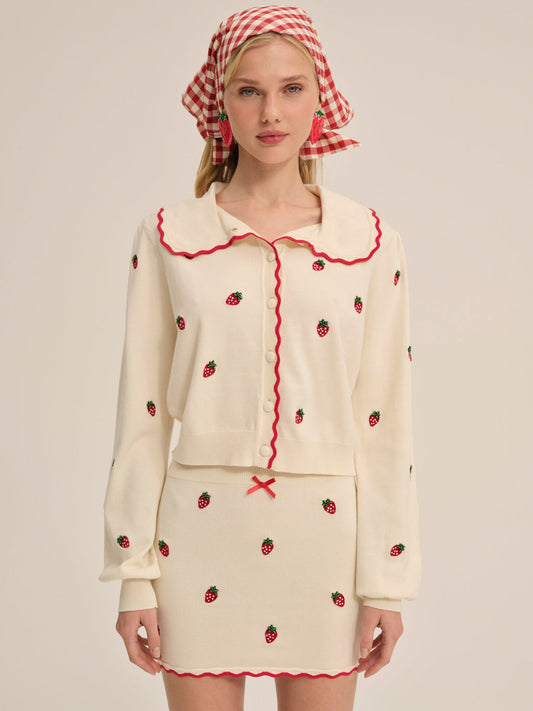 For Love and Lemons - Strawberry Jam Cardigan - Cream