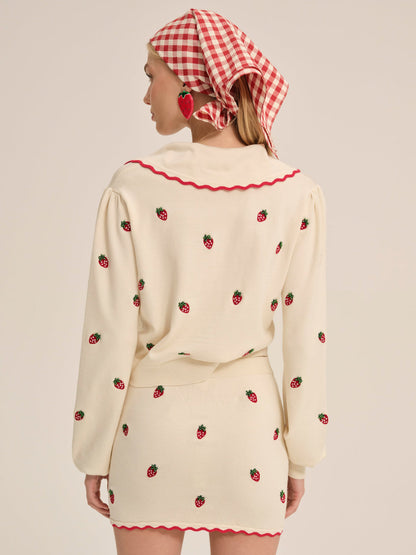 For Love and Lemons - Strawberry Jam Cardigan - Cream