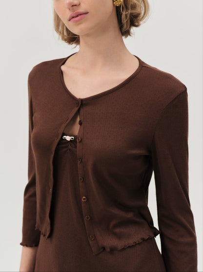 For Love and Lemons - Elliana Cardigan - Chocolate