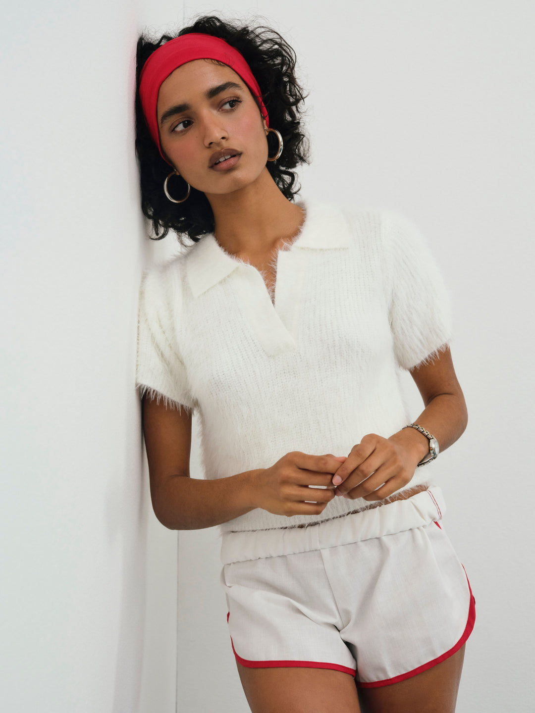 For Love and Lemons - Fuzzy Knit  Top - White