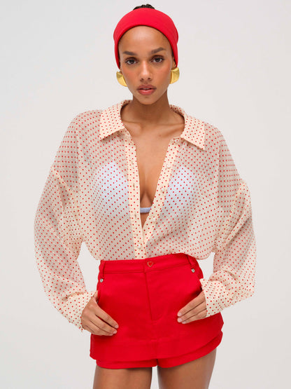 For Love and Lemons - Love Dot Button-Up Top - Cream