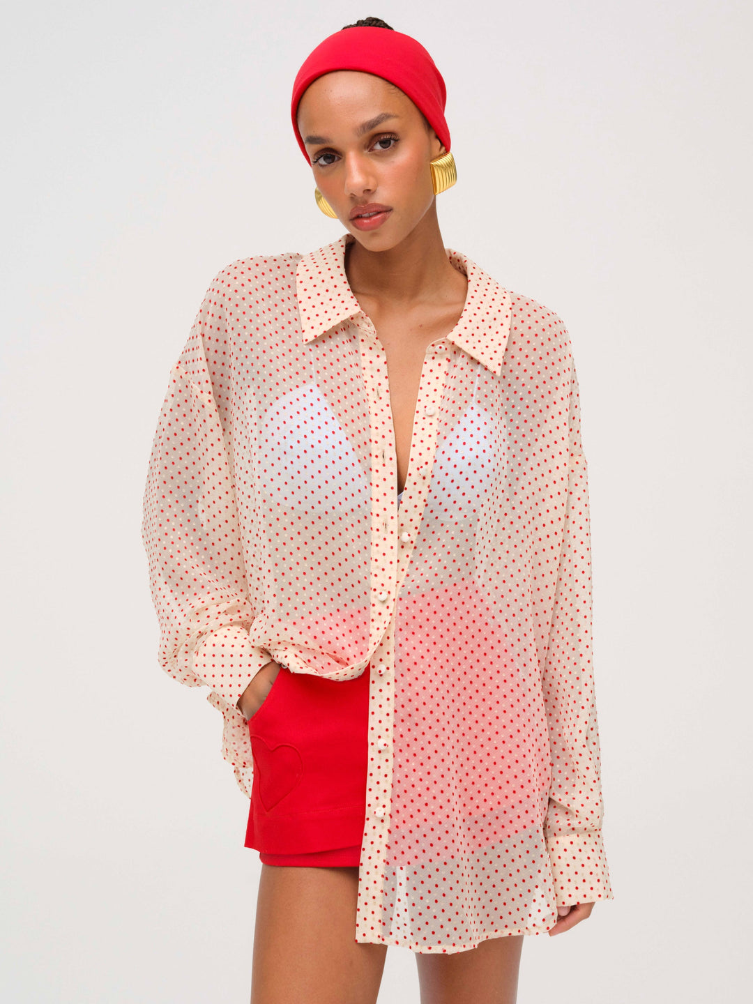 For Love and Lemons - Love Dot Button-Up Top - Cream