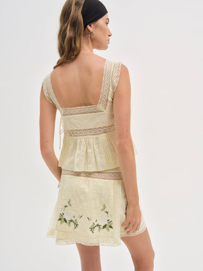 For Love and Lemons - Jolene Embroidered Top - Yellow
