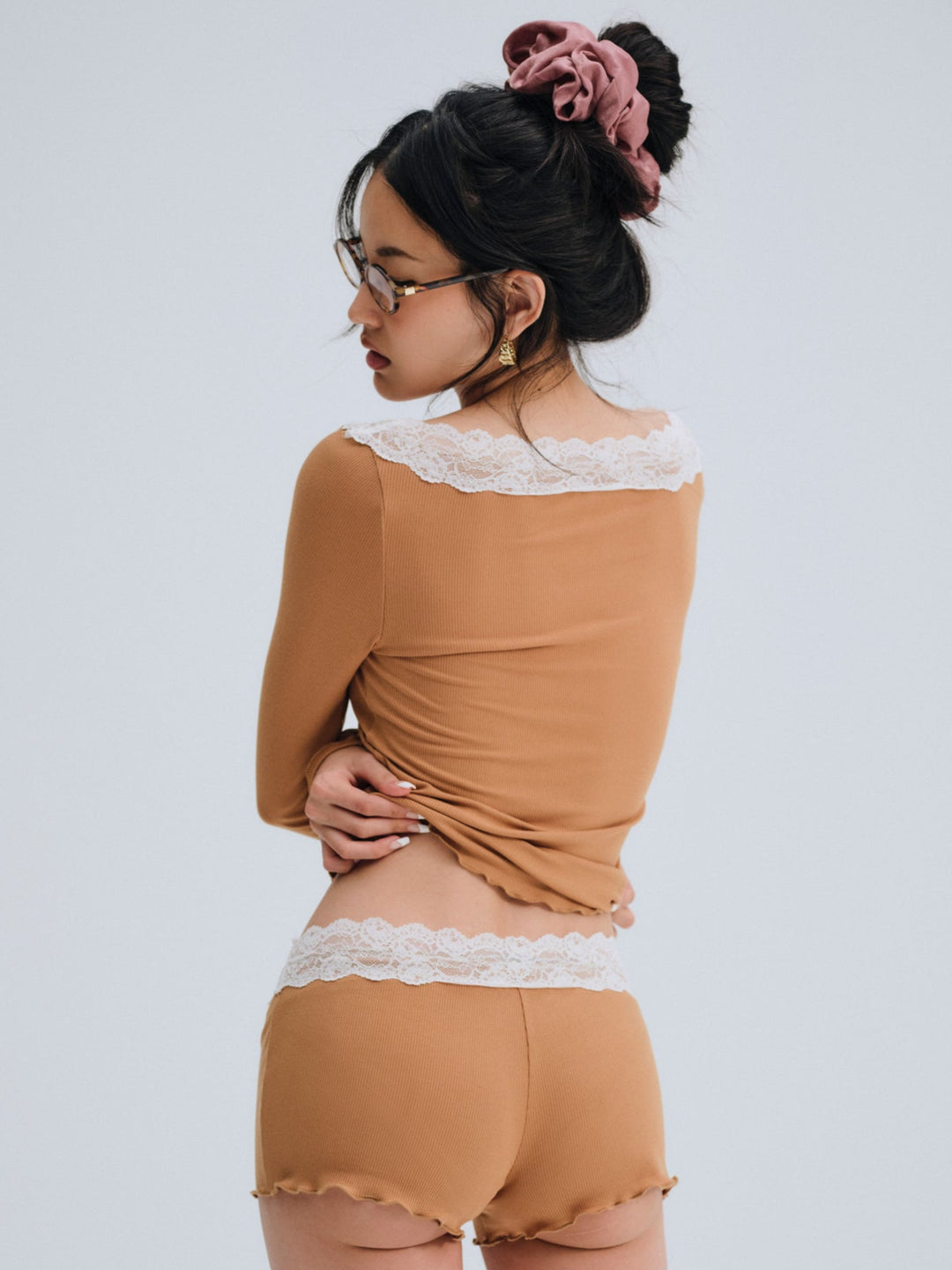 For Love and Lemons - Eisley Ribbed Knit Top - Brown
