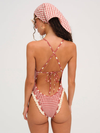 For Love and Lemons - Strappy One Piece Swimsuit - Red