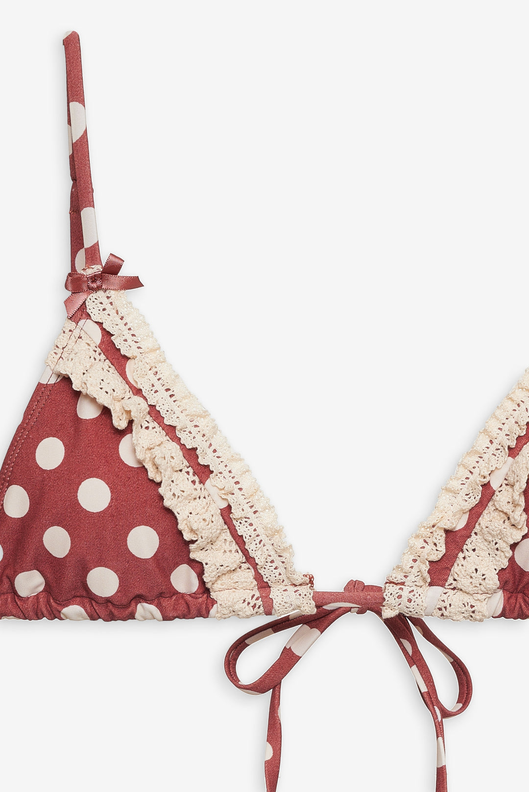 For Love and Lemons - Dolly Dot Triangle Bikini Top - Red