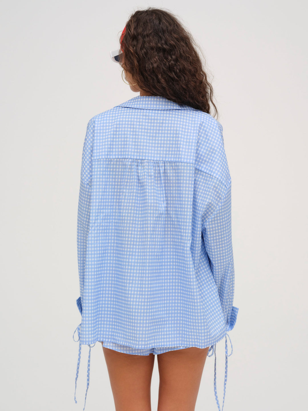 For Love and Lemons - Gingham Button-Down Top - Blue