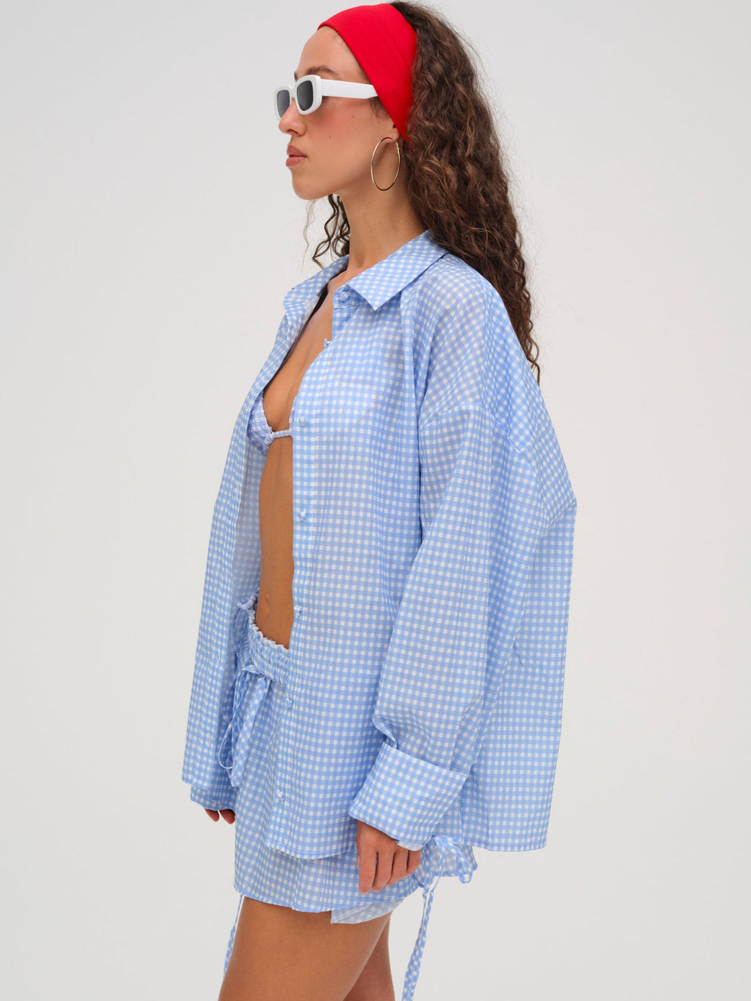 For Love and Lemons - Gingham Button-Down Top - Blue