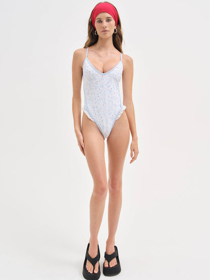 For Love and Lemons - Strappy One Piece Swimsuit - Blue