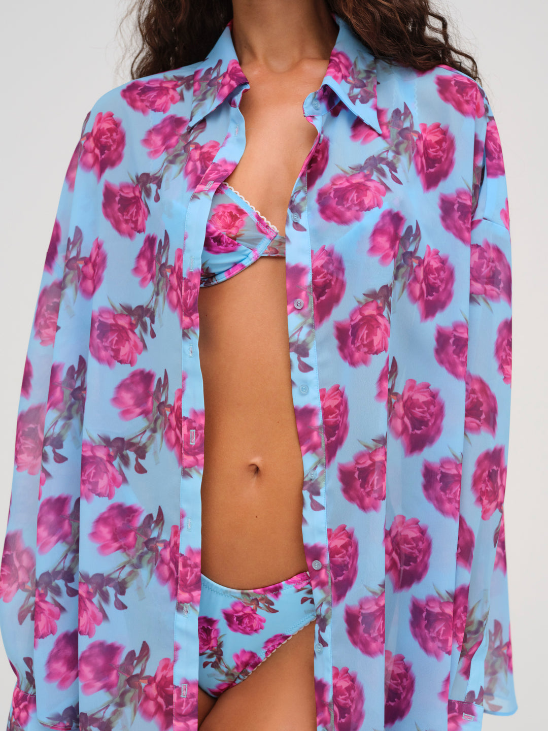 For Love and Lemons - Floral Stems Button-Down Top - Blue