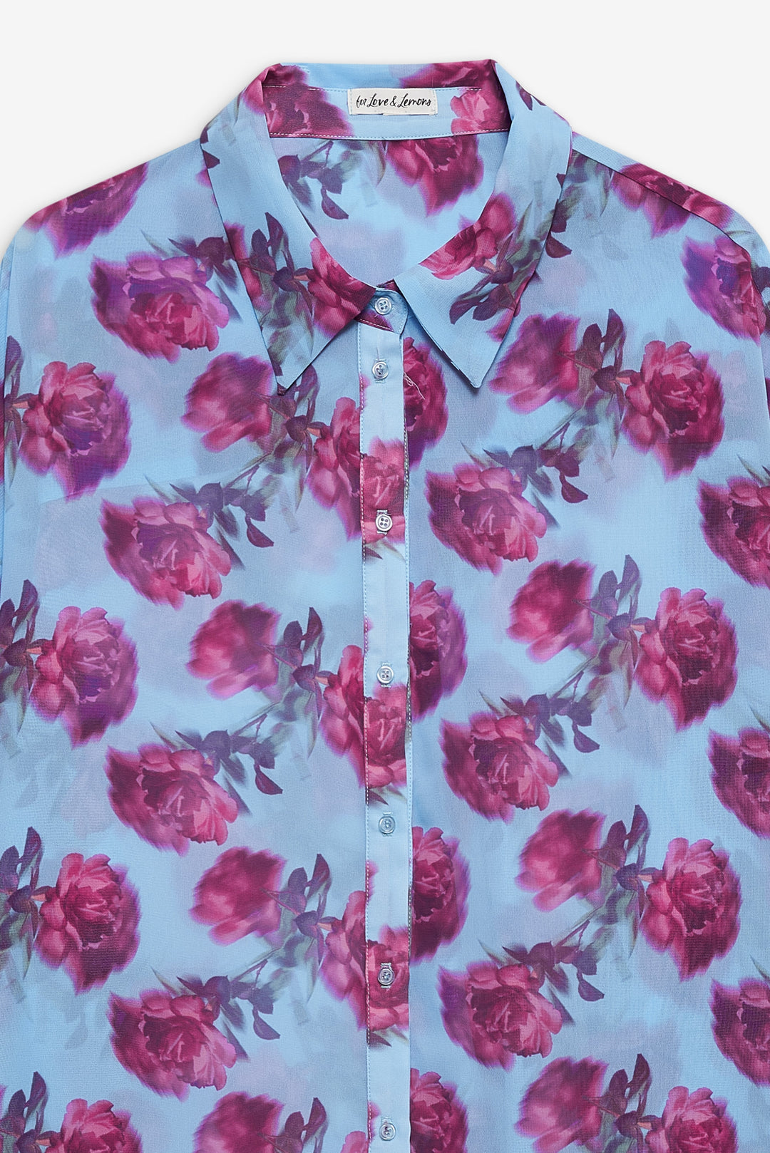 For Love and Lemons - Floral Stems Button-Down Top - Blue