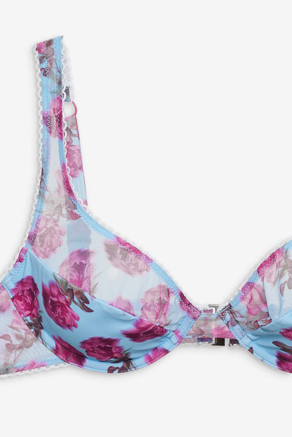 For Love and Lemons - Floral Stems Underwire Bikini Top - Blue