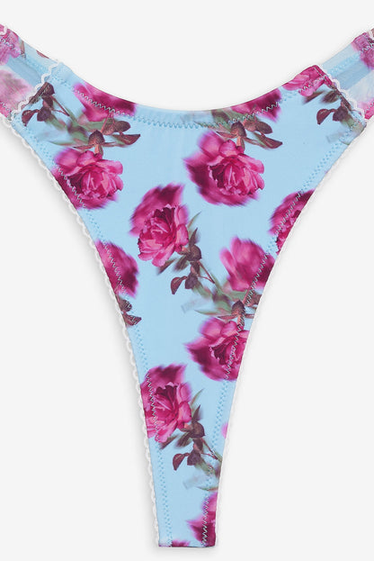 For Love and Lemons - Floral Stems Bikini Bottom - Blue