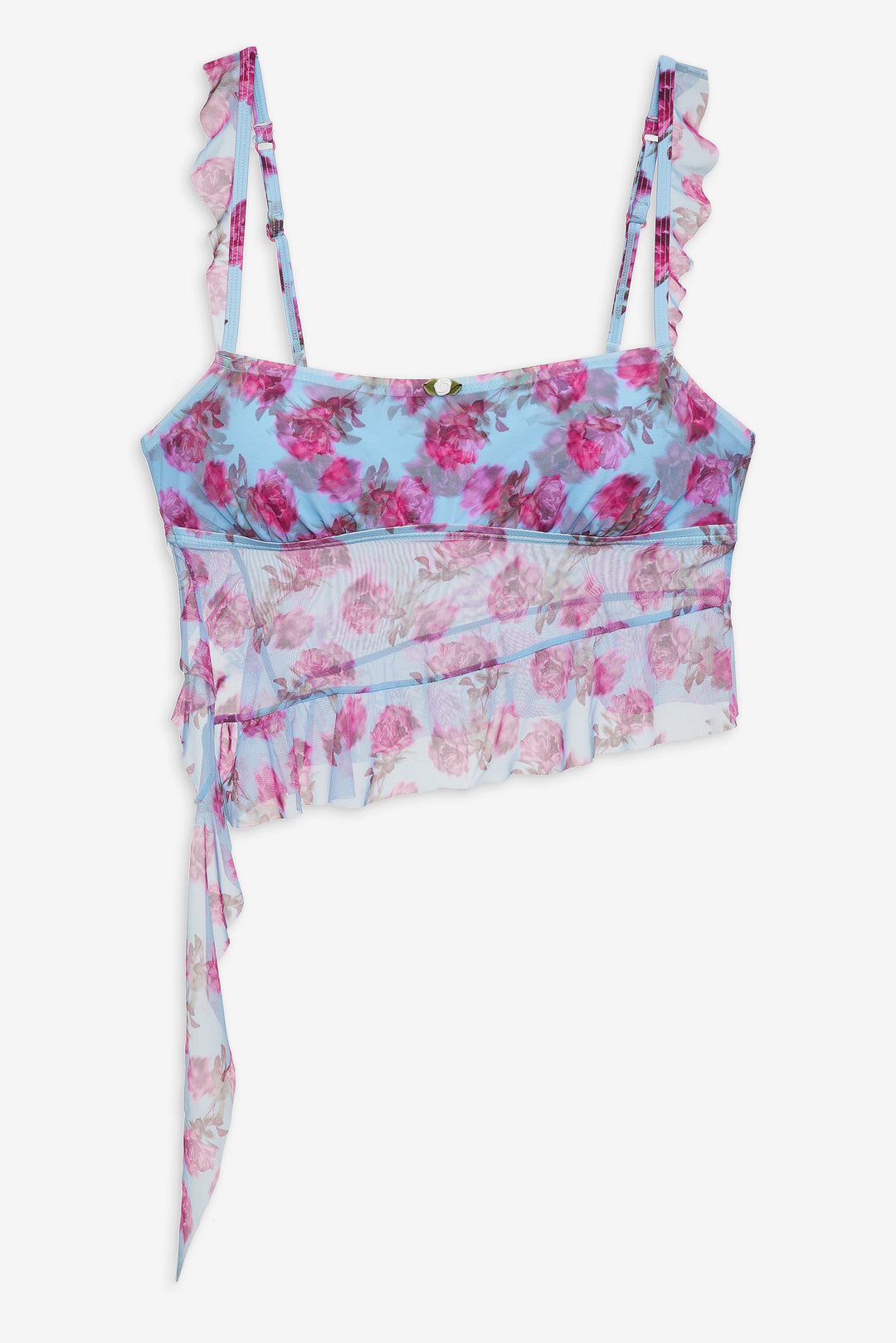 For Love and Lemons - Floral Stems Ruffle Tankini - Blue