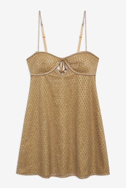 For Love and Lemons - Glitter Slip Dress - Gold