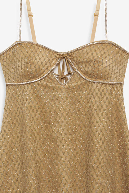 For Love and Lemons - Glitter Slip Dress - Gold