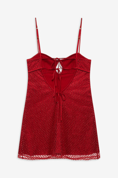 For Love and Lemons - Glitter Slip Dress - Red
