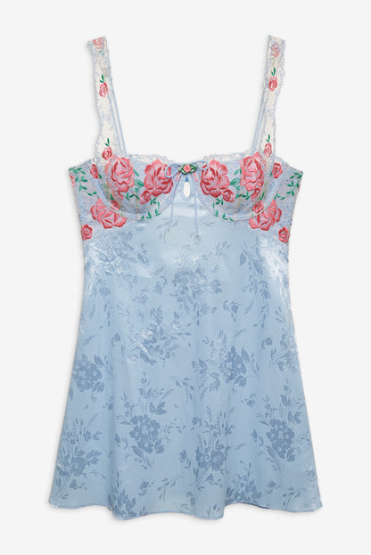 For Love and Lemons - Vintage Rose Eyelet Slip - Blue