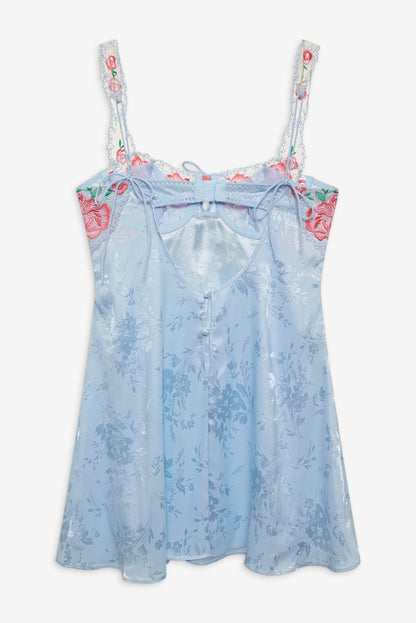 For Love and Lemons - Vintage Rose Eyelet Slip - Blue