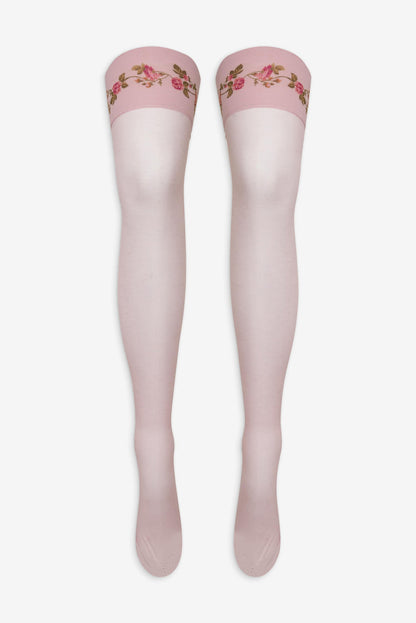 For Love and Lemons - Rose Vine Thigh-High Socks - Pink